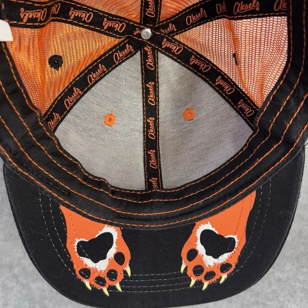 Aksels Tiger Patch Embroidered Black Orange Youth  Trucker  Hat Cap